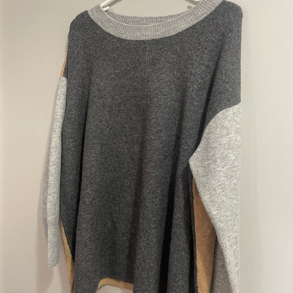 VINCE CAMUTO Sweater Top Long Sleeve Gray, Tan Multicolored - Picture 3 of 5